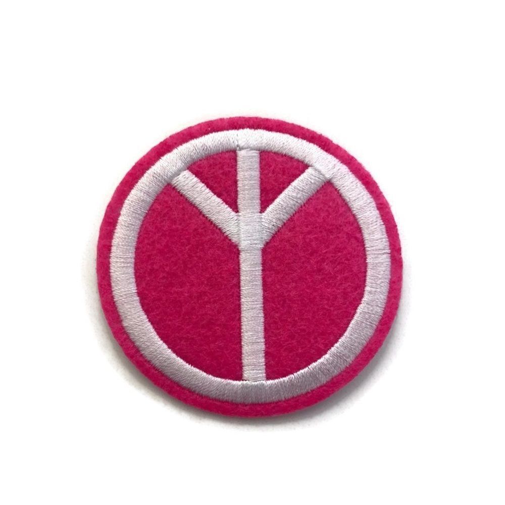 Pink Peace Symbol Embroidered Patch